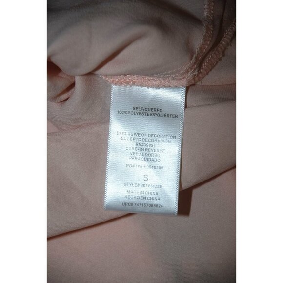 Democracy Pink Blouse Top Size S Embroidered Peek a Boo Long Sleeve Ruffle Colla - Picture 9 of 9